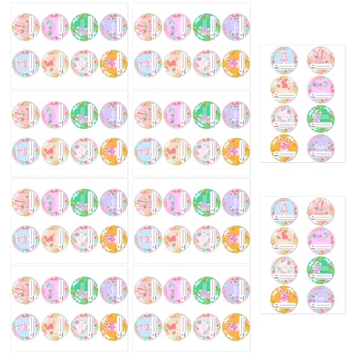 yanwuwa 80 Stück Cartoon-Hasen-Eier, Namensaufkleber für Scrapbooking, dekoratives Verpackungsetikett für Siegelumschläge, Kartenverpackungen von yanwuwa