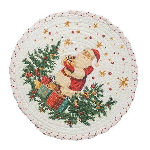 yanwuwa Tischset mit weihnachtlichem Motiv, rund, mit Spitze, bestickt, thermische Isolierung, auslaufsicher, leicht abwischbar, Tischmatte, Weihnachtsdekoration, Esstischdekoration yanwuwa Tischset mit weihnachtlichem Motiv, rund, mit Spitze, bestickt, thermische Isolierung, auslaufsicher, leicht abwischbar, Tischmatte, Weihnachtsdekoration, Esstischdekoration von yanwuwa