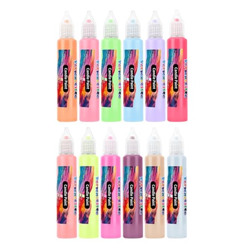 yanzisura Canvas Markers | 12 Leuchtende Farben Wachsmalstifte Set,Schreib Zeichen Dekorations Set Für Feste Feiern Partys Basteln Auf Glas Tragetaschen Baumwollstoff Erwachsene von yanzisura
