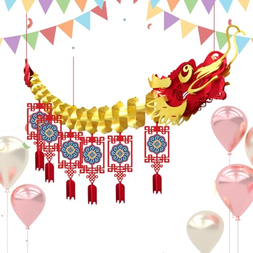 yanzisura Frühlingsfest-Dekoration | 2024 Frühlingsfest-Banner Dekorationsset, chinesischer Hintergrund für Mondneujahr, Glücksbanner zum Aufhängen von yanzisura