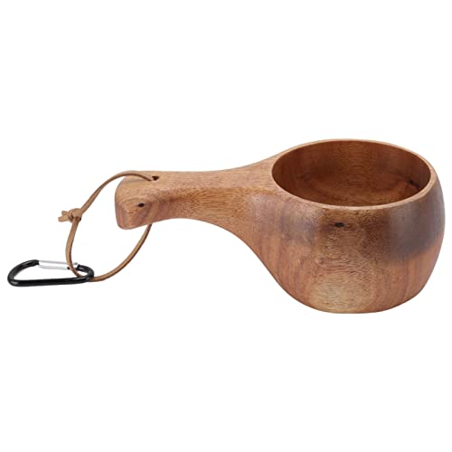 yaogohua Kuksa Holzbecher, Camping, Wandern, Überleben, Teetasse, traditionelle Holzkaffeetasse mit Lederband für Rucksackreisen, Camping, Wandern, Überleben, Teetasse Geschenk zum Valentinstag von yaogohua