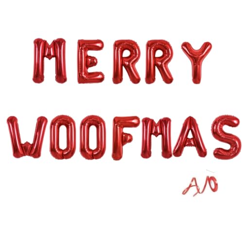 Frohe Woofmas Ballon-Banner, rote Frohe Weihnachten, Kamin-Wandgirlande, Weihnachtsfeier-Dekoration, 40,6 cm Frohe Woofmas Ballon-Banner, rote Frohe Weihnachten, Kamin-Wandgirlande, Weihnachtsfeier-Dekoration, 40,6 cm von yaxwhty