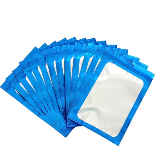 100 Stück Blau Baggys Mylar Beutel Folie Zip 10x15cm, Holographische Wiederverschließbare Druck Siegel Geruchsdicht Ziplock Polybeutel für Mittelgroß von yayafunfun