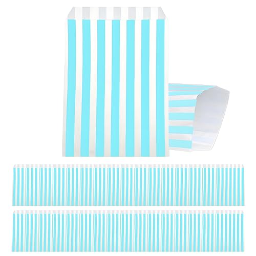 100 Stück Papiertüten, Gestreifte Butterbrottüten, Hellblau Candy bar Tüten, Klein Geschenktüten Tütchen Säckchen zum Verpacken von Geschenken, Giveaways, Kindergeburtstag, Hochzeit, Party, usw 100 Stück Papiertüten, Gestreifte Butterbrottüten, Hellblau Candy bar Tüten, Klein Geschenktüten Tütchen Säckchen zum Verpacken von Geschenken, Giveaways, Kindergeburtstag, Hochzeit, Party, usw von yayafunfun
