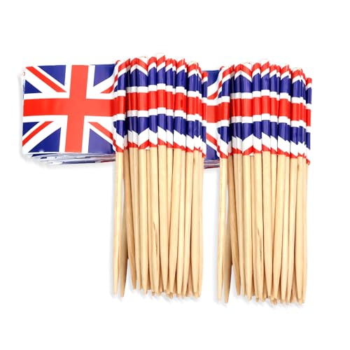 100 Stück Union Jack Zahnstocherflaggen für den 80. Hochzeitstag, Mini-Ve-Day-Union Jack-Cocktail-Sticks, Sandwich-Flagge, britische Cupcake-Topper für Euro-Weltmeisterschaft, Pub, königliche 100 Stück Union Jack Zahnstocherflaggen für den 80. Hochzeitstag, Mini-Ve-Day-Union Jack-Cocktail-Sticks, Sandwich-Flagge, britische Cupcake-Topper für Euro-Weltmeisterschaft, Pub, königliche von yayafunfun