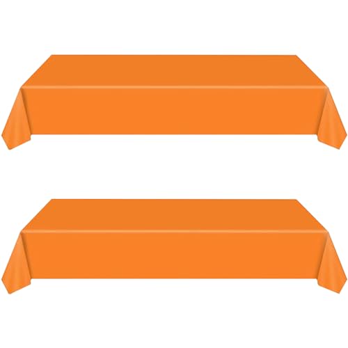 137 * 274cm Tischdecke Einweg Papiertischdecken Rolle Orange,2 Stück Kunststoff Party Tischdecken Papiertischdeck Roll wasserdichte Tischtuch für Weihnachten,Party,Kindergeburtstag,Hochzeiten von yayafunfun