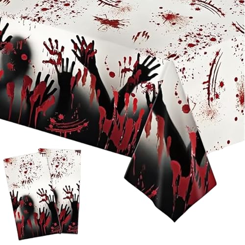 2 Stück Halloween Tischdecke Plastik,137x274cm Halloween Tischdecke Blutig, wasserdichte, Gruseliger Bloody Tischdecken für Drinnen Draußen HalloweenTischdekor, Horror, Mottoparty Partyzubehör 2 Stück Halloween Tischdecke Plastik,137x274cm Halloween Tischdecke Blutig, wasserdichte, Gruseliger Bloody Tischdecken für Drinnen Draußen HalloweenTischdekor, Horror, Mottoparty Partyzubehör von yayafunfun