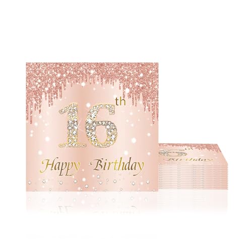 20 Stück Servietten 16, 2-Lagig Happy Birthday Servietten Geburtstag Roségold,16X16Cm Cocktail Serviette Einweg Tischdekoration Papierservietten für Junge Mädchen Geburtstag Feiern Party Jubiläum 20 Stück Servietten 16, 2-Lagig Happy Birthday Servietten Geburtstag Roségold,16X16Cm Cocktail Serviette Einweg Tischdekoration Papierservietten für Junge Mädchen Geburtstag Feiern Party Jubiläum von yayafunfun