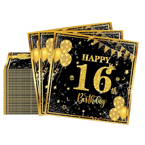 20 Stück Servietten 16,2-Lagig Happy Birthday Servietten Geburtstag Schwarz Gold,16X16Cm Cocktail Serviette Einweg Tischdekoration Papierservietten für Junge Mädchen Geburtstag Feiern Party Jubiläum 20 Stück Servietten 16,2-Lagig Happy Birthday Servietten Geburtstag Schwarz Gold,16X16Cm Cocktail Serviette Einweg Tischdekoration Papierservietten für Junge Mädchen Geburtstag Feiern Party Jubiläum von yayafunfun