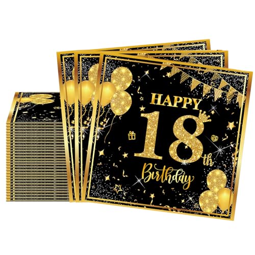 20 Stück Servietten 18,2-Lagig Happy Birthday Servietten Geburtstag Schwarz Gold,16X16Cm Cocktail Serviette Einweg Tischdekoration Papierservietten für Junge Mädchen Geburtstag Feiern Party Jubiläum 20 Stück Servietten 18,2-Lagig Happy Birthday Servietten Geburtstag Schwarz Gold,16X16Cm Cocktail Serviette Einweg Tischdekoration Papierservietten für Junge Mädchen Geburtstag Feiern Party Jubiläum von yayafunfun