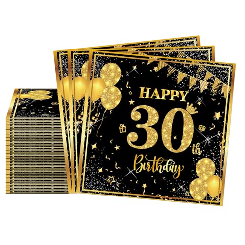 20 Stück Servietten 30, 2-Lagig Happy Birthday Servietten Geburtstag Schwarz Gold,16X16Cm Cocktail Serviette Einweg Tischdekoration Papierservietten für Mann Frau Geburtstag Feiern Party Jubiläum 20 Stück Servietten 30, 2-Lagig Happy Birthday Servietten Geburtstag Schwarz Gold,16X16Cm Cocktail Serviette Einweg Tischdekoration Papierservietten für Mann Frau Geburtstag Feiern Party Jubiläum von yayafunfun
