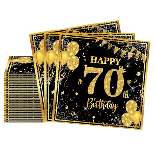 20 Stück Servietten 70, 2-Lagig Happy Birthday Servietten Geburtstag Schwarz Gold,16X16Cm Cocktail Serviette Einweg Tischdekoration Papierservietten für Mann Frau Geburtstag Feiern Party Jubiläum 20 Stück Servietten 70, 2-Lagig Happy Birthday Servietten Geburtstag Schwarz Gold,16X16Cm Cocktail Serviette Einweg Tischdekoration Papierservietten für Mann Frau Geburtstag Feiern Party Jubiläum von yayafunfun