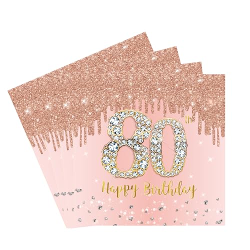 20 Stück Servietten 80, 2-Lagig Happy Birthday Servietten Geburtstag Roségold,16X16Cm Cocktail Serviette Einweg Tischdekoration Papierservietten für Mann Frau Geburtstag Feiern Party Jubiläum 20 Stück Servietten 80, 2-Lagig Happy Birthday Servietten Geburtstag Roségold,16X16Cm Cocktail Serviette Einweg Tischdekoration Papierservietten für Mann Frau Geburtstag Feiern Party Jubiläum von yayafunfun