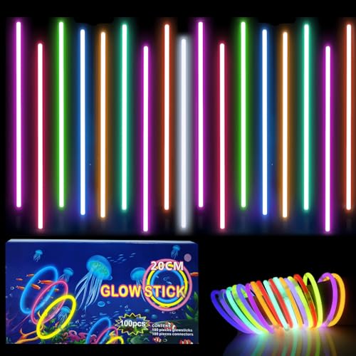 Knicklichter Kinder Party Set,100 Stück Leuchtstäbe Kinder+100 Verbinder,Schwarzlicht Deko Brillen&Armreifen Für Halloween,Weihnachten, Geburtstage,Hochzeit,Neon Leuchtstäbe Party Accessoires Set Knicklichter Kinder Party Set,100 Stück Leuchtstäbe Kinder+100 Verbinder,Schwarzlicht Deko Brillen&Armreifen Für Halloween,Weihnachten, Geburtstage,Hochzeit,Neon Leuchtstäbe Party Accessoires Set von yayafunfun
