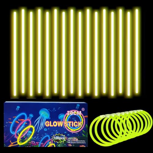 Knicklichter Kinder Party Set Gelb,100 Stück Leuchtstäbe Kinder+100 Verbinder,Schwarzlicht Deko Brillen&Armreifen Für Halloween,Weihnachten, Geburtstage,Hochzeit,Neon Leuchtstäbe Party Accessoires Set Knicklichter Kinder Party Set Gelb,100 Stück Leuchtstäbe Kinder+100 Verbinder,Schwarzlicht Deko Brillen&Armreifen Für Halloween,Weihnachten, Geburtstage,Hochzeit,Neon Leuchtstäbe Party Accessoires Set von yayafunfun