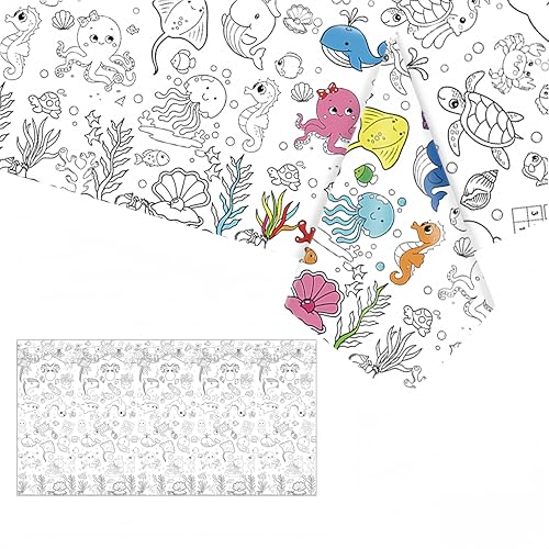 Riesige Maltischdecke für Kinder, Papiertischdecken mit Ozean, rechteckige Tischdecke für Partys, Kunstmalerei, pädagogische Tischdecke, Partyzubehör für Jungen und Mädchen, 137 x 274 cm Riesige Maltischdecke für Kinder, Papiertischdecken mit Ozean, rechteckige Tischdecke für Partys, Kunstmalerei, pädagogische Tischdecke, Partyzubehör für Jungen und Mädchen, 137 x 274 cm von yayafunfun