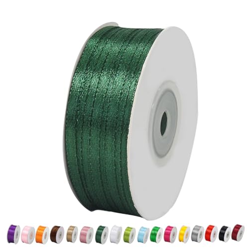 Satinband Dunkel Grün 3mm Breit Geschenkband Satin,91m Satinbänder Dunkel Grün Dick Schleifenband Dekoband Seidenband Geschenkverpackung Stoffband Geschenkbänder für Dekorieren Basteln Kleid Hochzeit von yayafunfun