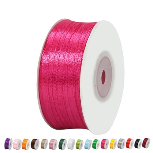 Satinband Rose-Rot 3mm Breit Geschenkband Satin,91m Satinbänder Rose-Rot Dick Schleifenband Dekoband Seidenband Geschenkverpackung Stoffband Geschenkbänder für Dekorieren Basteln Kleid Hochzeit von yayafunfun