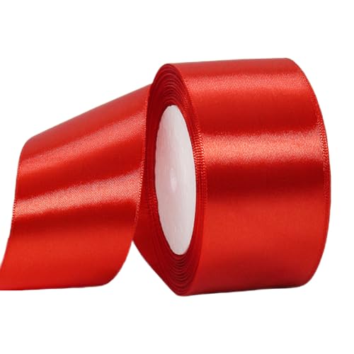 Satinband Rot 50mm Breit, 22m Schleifenband Fein Dekoband Seidenband Stoffband für Dekoration Handwerkskleid Hochzeit Geburtstag von yayafunfun