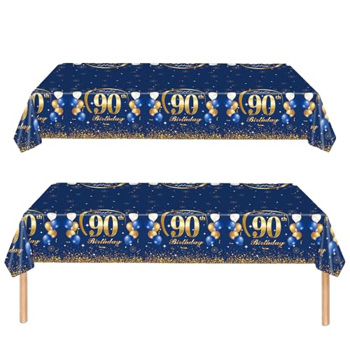 Tischdekoration zum 90. Geburtstag, Tischdecke zum 90. Geburtstag, 137 x 274 cm, Kunststoff-Tischdecken, Tischdekoration zum 90. Geburtstag, Dekoration für Sie und Ihn, 2 Stück Tischdekoration zum 90. Geburtstag, Tischdecke zum 90. Geburtstag, 137 x 274 cm, Kunststoff-Tischdecken, Tischdekoration zum 90. Geburtstag, Dekoration für Sie und Ihn, 2 Stück von yayafunfun
