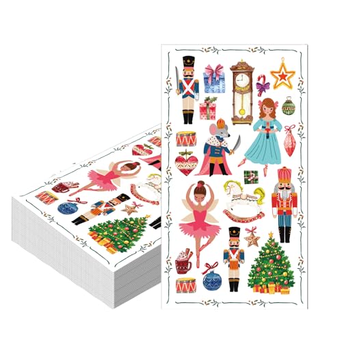 Weihnachtsservietten, Einweg-Servietten, 40 x 33 cm, 20 Stück, Weihnachtsdekoration, Nussknacker, Seidenpapier, Cocktail, Dessert, Abendessen, Servietten für Kinder, Weihnachten, Party, von yayafunfun