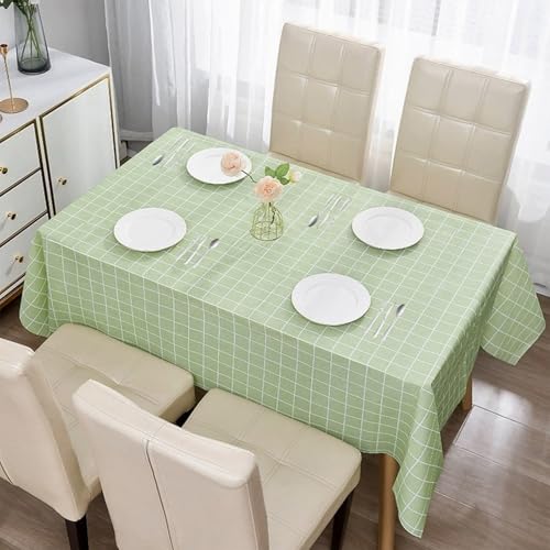 yayafunfun Kunststoff-Tischdecke, 137 x 180 cm, wasserdicht, grün kariert, abwischbar, rechteckig, abwischbar, Wachstuch, für drinnen und draußen, Tischdecke für Party, Picknick yayafunfun Kunststoff-Tischdecke, 137 x 180 cm, wasserdicht, grün kariert, abwischbar, rechteckig, abwischbar, Wachstuch, für drinnen und draußen, Tischdecke für Party, Picknick von yayafunfun