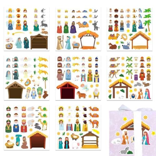 24 x Weihnachtskrippen-Aufkleber – Weihnachtsaufkleber, kreativer Aufkleber für Krippenfenster, vielseitige Dekorationen für Partys, Zuhause und Geschäfte, perfekt zur Verschönerung des Geistes 24 x Weihnachtskrippen-Aufkleber – Weihnachtsaufkleber, kreativer Aufkleber für Krippenfenster, vielseitige Dekorationen für Partys, Zuhause und Geschäfte, perfekt zur Verschönerung des Geistes von ycezw