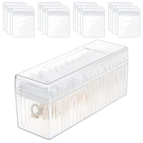 Acryl Schmuckschatulle, transparenter Schmuckschrank, Armbandtasche | Transparenter Reiseschmuck Veranstalter mit 20 tragbaren Taschen gegen Angriff für Frauen und Mädchen von ycezw