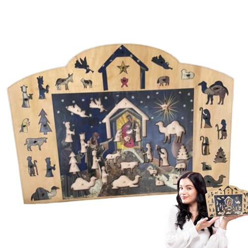 Adventskalender für Kindergarten 2024, Weihnachtskrippe, Puzzle, Adventskalender, 24 Tage Weihnachts-Countdown, Spielzeug-Set aus Holz Happy Family Adventskalender für Kindergarten 2024, Weihnachtskrippe, Puzzle, Adventskalender, 24 Tage Weihnachts-Countdown, Spielzeug-Set aus Holz Happy Family von ycezw