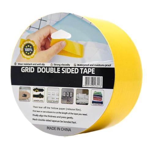 Doppelseitiges Klebeband – doppelseitiges Klebeband, Rolle abnehmbares, schweres, transparentes Band, Aufkleber für Crapper Crapper mit Glasfasergewebe, Zubehör für Rollenbänder von ycezw