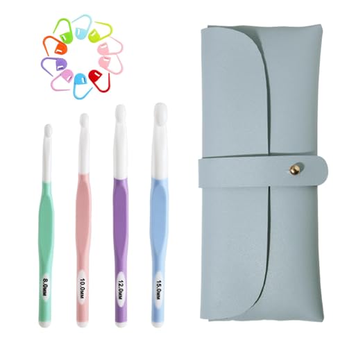Häkelnadel-Set, Häkelnadeln, glattes Stricknadel-Set, Häkelnadel-Set, ergonomisch, Häkelnadel-Set mit Tasche für Anfänger von ycezw