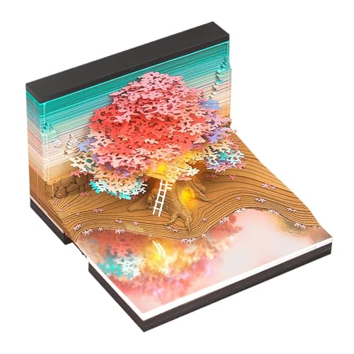 Kalender der Hütte in den Bäumen 2025, 3D-Notizblock 2025, Kunstkalender für Skulpturen auf Papier, Notizblock, Schreibtischkalender, Kalender-Planungskalender von ycezw