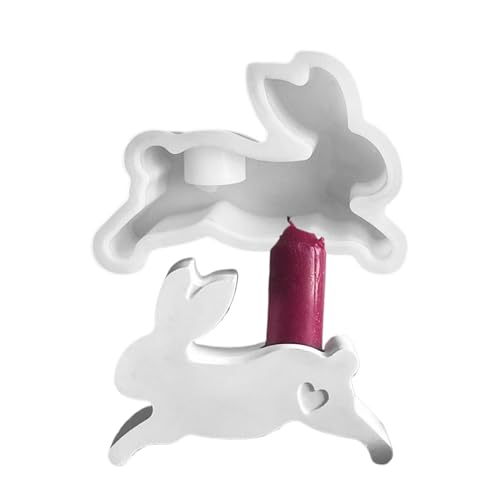 Osterhasen-Silikonform, Kerzenhalter für Kaninchenkerzen - Kerzenlicht Kaninchenkerzenhalter - Epoxidharz-Formen, gekochte Formen von ycezw