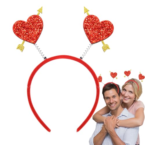 Valentinstag Stirnband - Glitzer Herz Haarschmuck Festlich Party Haarband | Romantische Urlaub Kostüm Prop für Frauen Mädchen Themenfeier Datum Nacht Verkleiden Niedliche Liebe Thema Haarschmuck von ycezw