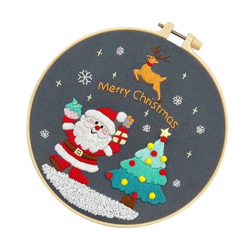 Weihnachts-Stickerei-Kit, Weihnachtsstickerei-Kit | Handgemachte Weihnachtsmannelch hängende Gemälde, Materialpaket Kreative Runde Malerei Hänge in der Kabine Weihnachts-Stickerei-Kit, Weihnachtsstickerei-Kit | Handgemachte Weihnachtsmannelch hängende Gemälde, Materialpaket Kreative Runde Malerei Hänge in der Kabine von ycezw