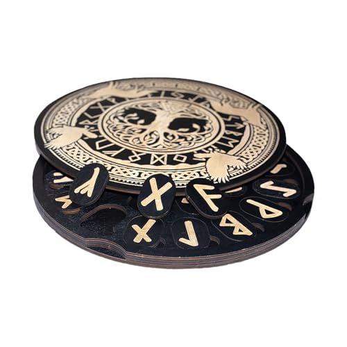 Ycezw Rune Set, Ritual Runen, Holz Weissagungswerkzeug Mit Magnetverschluss Box Tragbare Meditationszubehör Für Anfänger Männer Frauen Spirituelle Praxis von ycezw