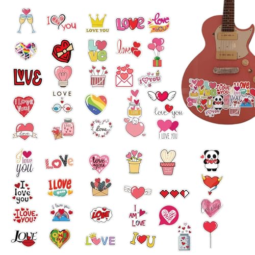 ycezw Aufkleber zum Valentinstag, 50 selbstklebende Aufkleber mit Herz zum Valentinstag, Herzaufkleber für Kinder und Erwachsene, Zubehör zum Valentinstag ycezw Aufkleber zum Valentinstag, 50 selbstklebende Aufkleber mit Herz zum Valentinstag, Herzaufkleber für Kinder und Erwachsene, Zubehör zum Valentinstag von ycezw