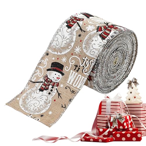 ycezw Bänder zum Basteln,Weihnachtsbaumband,-Streamer - Bauernhausdekor-Leinenimitat-Band, Schneeflocken-Karo-Fahrzeug-Drahtband für handgefertigten Schleifenstrauß ycezw Bänder zum Basteln,Weihnachtsbaumband,-Streamer - Bauernhausdekor-Leinenimitat-Band, Schneeflocken-Karo-Fahrzeug-Drahtband für handgefertigten Schleifenstrauß von ycezw