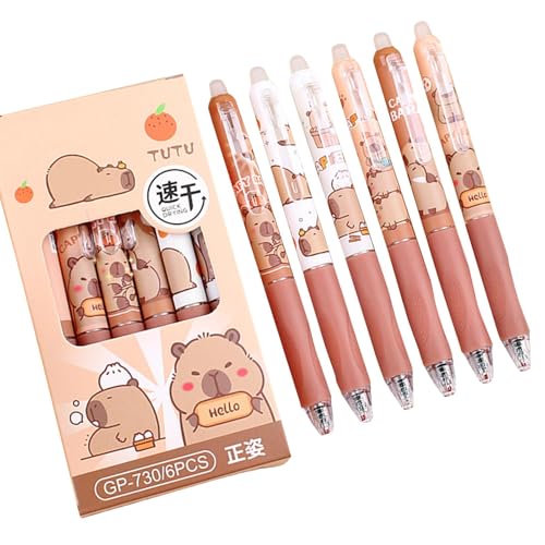 ycezw Capybara-Stifte, Capybara-Stift, einziehbar, für Tiere, Capybara, 6 Stück, für Schulpartygeschenke, Schreibwaren, Preise für Klassenbelohnungen, Gel-Kugelschreiber von ycezw