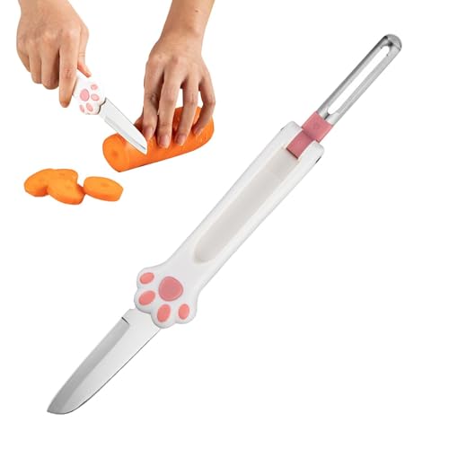 ycezw Faltbare Kartoffelschäler, Faltbare Kartoffelschäler | 2-in-1 Edelstahl Essenschäler für kleine Küchen,Katzenkralle Design Kleine zusammenklappbare Küchenschäler für verschiedene Melonen von ycezw