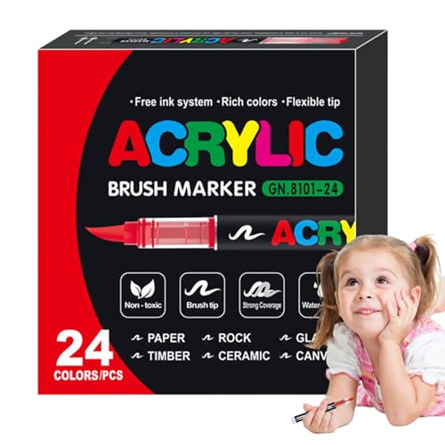 ycezw Flexible Direktflüssigkeitskopfmarker, Acrylfarbmarker, Spitzenmarker und Pinsel - Multifunktionale Marker mit feinem Punkt und kreativen Zeichenmarkern ycezw Flexible Direktflüssigkeitskopfmarker, Acrylfarbmarker, Spitzenmarker und Pinsel - Multifunktionale Marker mit feinem Punkt und kreativen Zeichenmarkern von ycezw