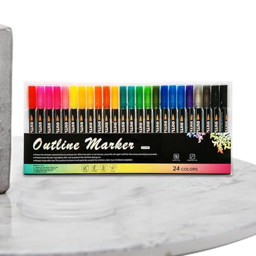 ycezw Glänzende Konturmarker, glänzende Marker für die Kartenherstellung, vielseitige Farbstifte - Künstlerbedarf, kreative Marker für Karten von ycezw