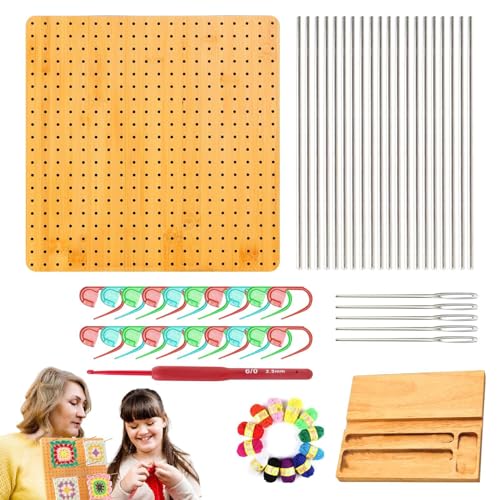 ycezw Häkel-Trägerplatte, Sperrplatte für gehäkelte Quadrate - Holzstrickunterlage 9,25 x 9,25 Zoll - Quadratische Holzmatte, großes praktisches Block-Set für ycezw Häkel-Trägerplatte, Sperrplatte für gehäkelte Quadrate - Holzstrickunterlage 9,25 x 9,25 Zoll - Quadratische Holzmatte, großes praktisches Block-Set für von ycezw