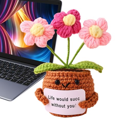 ycezw Häkelblumen-Plüsch, positiver Häkelspaß, Pflanzendekoration, bezaubernde garngenähte Blüte mit lebendigen Farben, kuscheliger Begleiter für Schreibtische, Bücherregale, Nachttische und ein ycezw Häkelblumen-Plüsch, positiver Häkelspaß, Pflanzendekoration, bezaubernde garngenähte Blüte mit lebendigen Farben, kuscheliger Begleiter für Schreibtische, Bücherregale, Nachttische und ein von ycezw