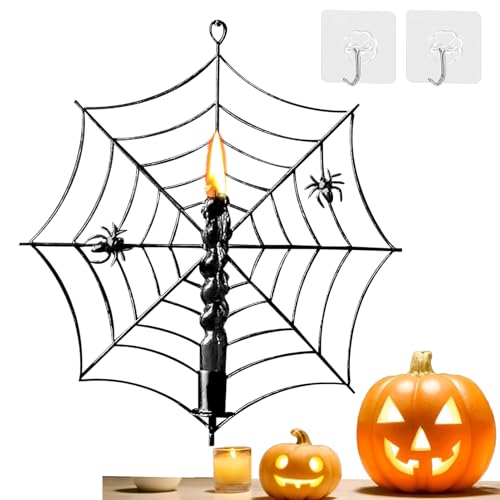 ycezw Halloween Kerzenhalter | Spinnennetz Stumpenkerzenhalter Wandleuchte | Standhalterung Für Party Halloween Wohnzimmer Flur Wand von ycezw