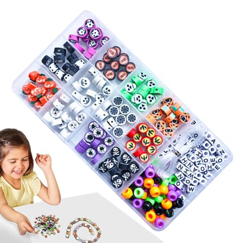ycezw Halloween-Perlen für Armbänder, Halloween-Perlen zur Schmuckherstellung - Perlen zur Herstellung von Armbändern, Buchstabenperlen für Halloween-Handwerk, Schmuckherstellung mit ycezw Halloween-Perlen für Armbänder, Halloween-Perlen zur Schmuckherstellung - Perlen zur Herstellung von Armbändern, Buchstabenperlen für Halloween-Handwerk, Schmuckherstellung mit von ycezw