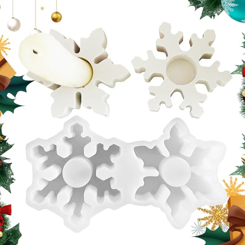 ycezw Harz-Schneeflockenformen, Silikonschneeflocken-Harzformen,2-Hohlraum-Schneeflocken-Kerzenleuchterformen zum Schmelzen von Epoxidharz - Silikonformen für von ycezw