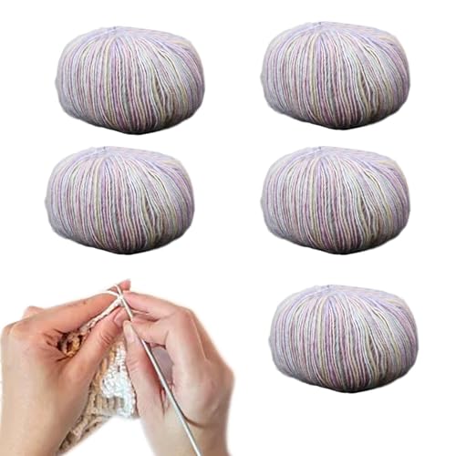 ycezw Mehrfarbiges Garn, Regenbogengarn zum Häkeln, Baumwollgarn in Regenbogenfarben, mittlere Dicke – 5 x Kuchen, weiches Garn zum Häkeln, handgefärbtes Garn für Pullover, Schal, Schal, Strickzubehör von ycezw
