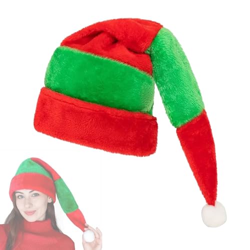 ycezw Plüsch-Weihnachtsmannmütze, gestreifter Weihnachtsmannhut - Lustige Weihnachts-Wintermützen für Kopfbedeckungen,Weihnachtsmütze für Fotografie, langer Hut von ycezw