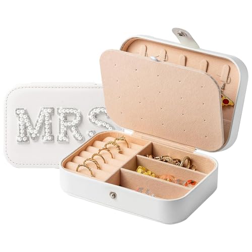 ycezw Reise-Schmuckschatulle, Schmuckkästchen für Reisen - Tragbare Schmuckaufbewahrung - Tragbare Schmuckbox mit Perlenbuchstaben-Design, Schmuck-Organizer ideal für Shows und ycezw Reise-Schmuckschatulle, Schmuckkästchen für Reisen - Tragbare Schmuckaufbewahrung - Tragbare Schmuckbox mit Perlenbuchstaben-Design, Schmuck-Organizer ideal für Shows und von ycezw
